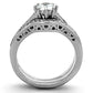 MATK1330 - High polished (no plating) Stainless Steel Ring with AAA Grade CZ  in Clear