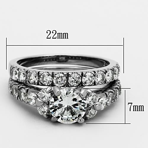 MATK1331 - High polished (no plating) Stainless Steel Ring with AAA Grade CZ  in Clear