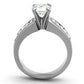 MATK1332 - High polished (no plating) Stainless Steel Ring with AAA Grade CZ  in Clear