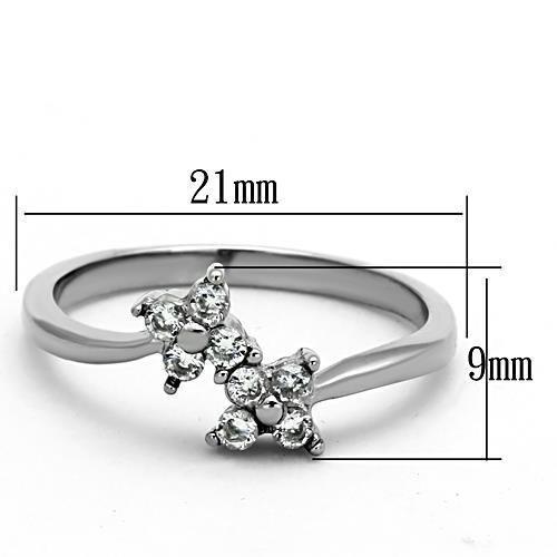 MATK1333 - High polished (no plating) Stainless Steel Ring with AAA Grade CZ  in Clear