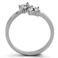 MATK1333 - High polished (no plating) Stainless Steel Ring with AAA Grade CZ  in Clear