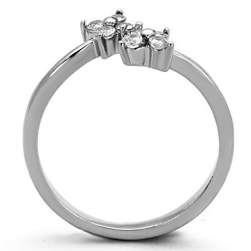 MATK1333 - High polished (no plating) Stainless Steel Ring with AAA Grade CZ  in Clear