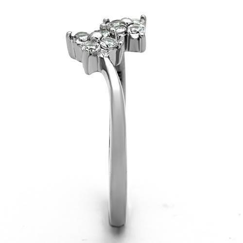 MATK1333 - High polished (no plating) Stainless Steel Ring with AAA Grade CZ  in Clear