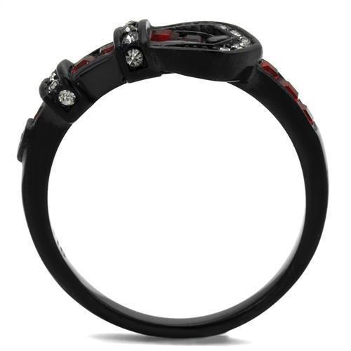 MATK1334J - IP Black(Ion Plating) Stainless Steel Ring with Top Grade Crystal  in Multi Color