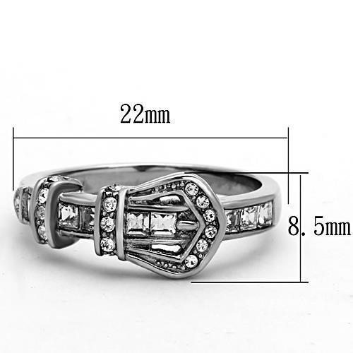 MATK1334 - High polished (no plating) Stainless Steel Ring with Top Grade Crystal  in Clear
