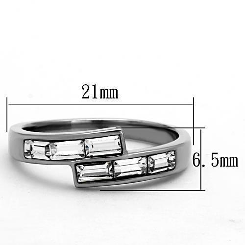 MATK1335 - High polished (no plating) Stainless Steel Ring with Top Grade Crystal  in Clear