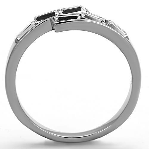 MATK1335 - High polished (no plating) Stainless Steel Ring with Top Grade Crystal  in Clear