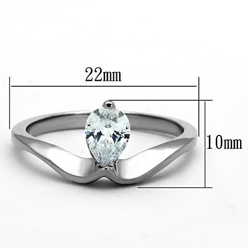MATK1336 - High polished (no plating) Stainless Steel Ring with AAA Grade CZ  in Clear