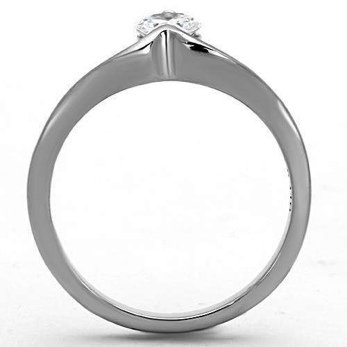 MATK1336 - High polished (no plating) Stainless Steel Ring with AAA Grade CZ  in Clear