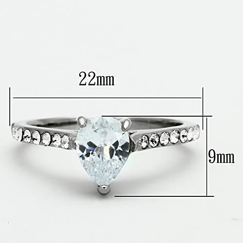 MATK1337 - High polished (no plating) Stainless Steel Ring with AAA Grade CZ  in Clear