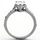 MATK1337 - High polished (no plating) Stainless Steel Ring with AAA Grade CZ  in Clear