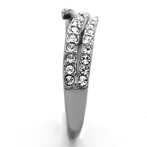 MATK1338 - High polished (no plating) Stainless Steel Ring with Top Grade Crystal  in Clear