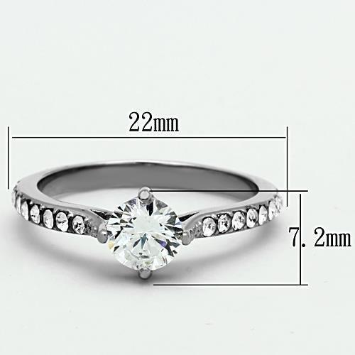 MATK1339 - High polished (no plating) Stainless Steel Ring with AAA Grade CZ  in Clear