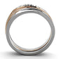 MATK1340 - Two-Tone IP Rose Gold Stainless Steel Ring with Top Grade Crystal  in Clear