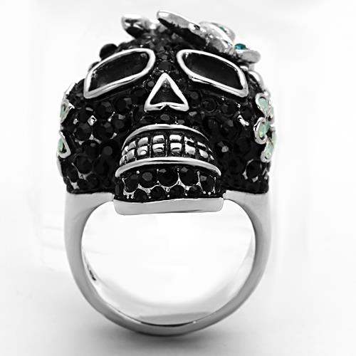 MATK1342 - High polished (no plating) Stainless Steel Ring with Top Grade Crystal  in Multi Color