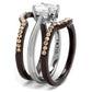 MATK1343PC - Two Tone IP Dark Brown (IP coffee) Stainless Steel Ring with AAA Grade CZ  in Clear