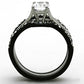 MATK1344 - Two-Tone IP Black Stainless Steel Ring with AAA Grade CZ  in Clear