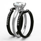 MATK1344 - Two-Tone IP Black Stainless Steel Ring with AAA Grade CZ  in Clear
