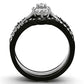 MATK1345 - Two-Tone IP Black Stainless Steel Ring with AAA Grade CZ  in Clear
