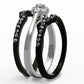 MATK1345 - Two-Tone IP Black Stainless Steel Ring with AAA Grade CZ  in Clear