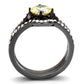 MATK1346DC - IP Light Black (IP Gun) & IP Dark Brown (IP coffee) Stainless Steel Ring with AAA Grade CZ  in Citrine Yellow