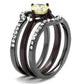 MATK1346DC - IP Light Black (IP Gun) & IP Dark Brown (IP coffee) Stainless Steel Ring with AAA Grade CZ  in Citrine Yellow