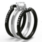 MATK1346 - Two-Tone IP Black Stainless Steel Ring with AAA Grade CZ  in Clear