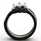 MATK1347 - Two-Tone IP Black Stainless Steel Ring with AAA Grade CZ  in Clear