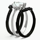 MATK1347 - Two-Tone IP Black Stainless Steel Ring with AAA Grade CZ  in Clear