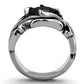 MATK1355 - High polished (no plating) Stainless Steel Ring with Synthetic Synthetic Glass in Jet