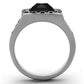 MATK1356 - High polished (no plating) Stainless Steel Ring with Synthetic Synthetic Glass in Jet