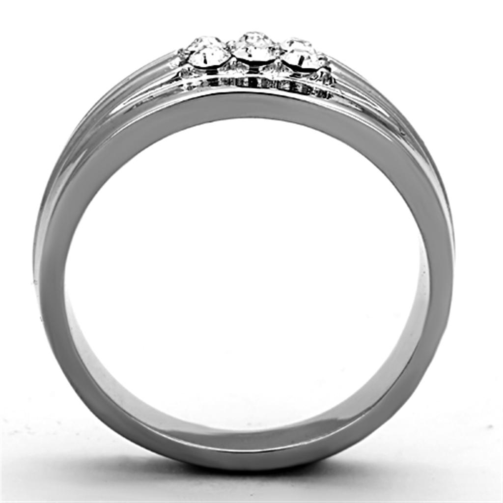 MATK1357 - High polished (no plating) Stainless Steel Ring with Top Grade Crystal  in Clear