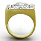 MATK1359 - Two-Tone IP Gold (Ion Plating) Stainless Steel Ring with AAA Grade CZ  in Clear