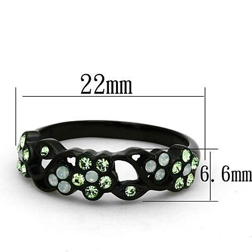 MATK1360 - IP Black(Ion Plating) Stainless Steel Ring with Top Grade Crystal  in Multi Color