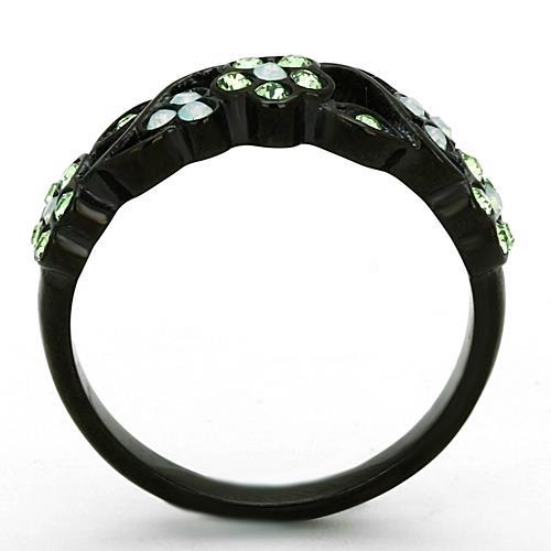 MATK1360 - IP Black(Ion Plating) Stainless Steel Ring with Top Grade Crystal  in Multi Color