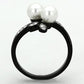 MATK1361 - Two-Tone IP Black (Ion Plating) Stainless Steel Ring with Synthetic Pearl in White