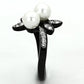 MATK1361 - Two-Tone IP Black (Ion Plating) Stainless Steel Ring with Synthetic Pearl in White