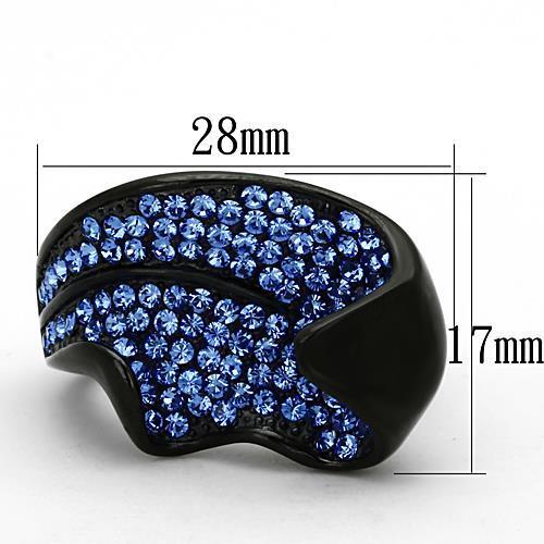 MATK1362 - IP Black(Ion Plating) Stainless Steel Ring with Top Grade Crystal  in Sapphire