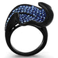 MATK1362 - IP Black(Ion Plating) Stainless Steel Ring with Top Grade Crystal  in Sapphire