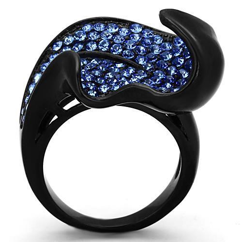 MATK1362 - IP Black(Ion Plating) Stainless Steel Ring with Top Grade Crystal  in Sapphire