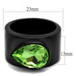MATK1363J - IP Black(Ion Plating) Stainless Steel Ring with Top Grade Crystal  in Peridot