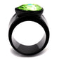 MATK1363J - IP Black(Ion Plating) Stainless Steel Ring with Top Grade Crystal  in Peridot