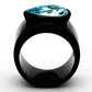 MATK1363 - IP Black(Ion Plating) Stainless Steel Ring with Top Grade Crystal  in Light Sapphire