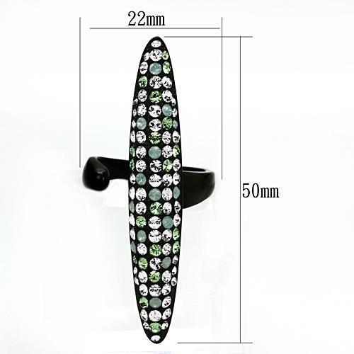 MATK1365 - IP Black(Ion Plating) Stainless Steel Ring with Top Grade Crystal  in Multi Color