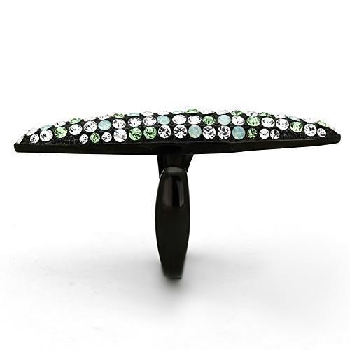 MATK1365 - IP Black(Ion Plating) Stainless Steel Ring with Top Grade Crystal  in Multi Color