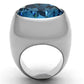 MATK1367 - High polished (no plating) Stainless Steel Ring with Synthetic Synthetic Glass in Sea Blue