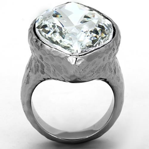 MATK1368 - IP rhodium (PVD) Stainless Steel Ring with Top Grade Crystal  in Clear