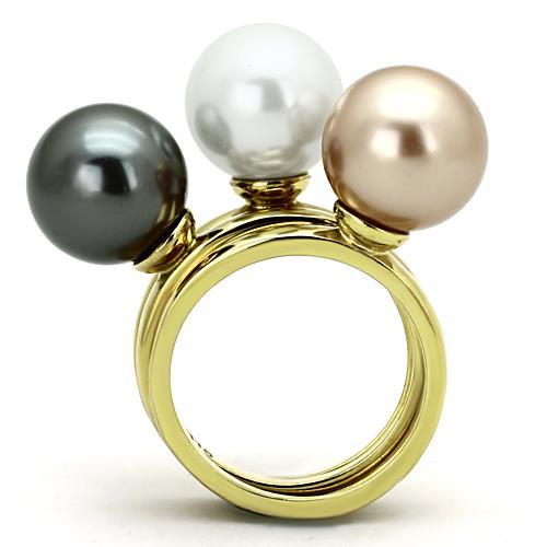 MATK1370 - IP Gold(Ion Plating) Stainless Steel Ring with Synthetic Pearl in Multi Color
