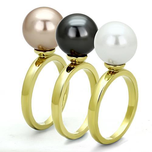 MATK1370 - IP Gold(Ion Plating) Stainless Steel Ring with Synthetic Pearl in Multi Color