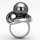 MATK1371 - High polished (no plating) Stainless Steel Ring with Synthetic Pearl in Gray